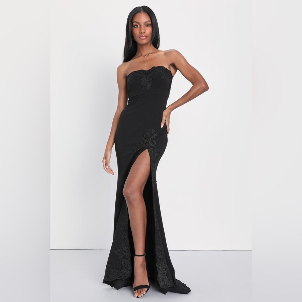 Twyla Black Embroidered Strapless Maxi Dress - Lulus